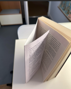 Paperback book cover with four fifths size flaps